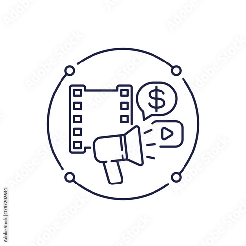 video marketing icon in line design