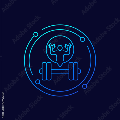 workout icon, fitness and training linear design