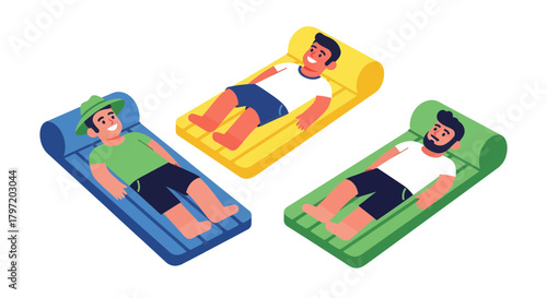 Relaxing On Pool Floats Amidst Summer Heat, Enjoying Leisure Time And Holiday Vibes