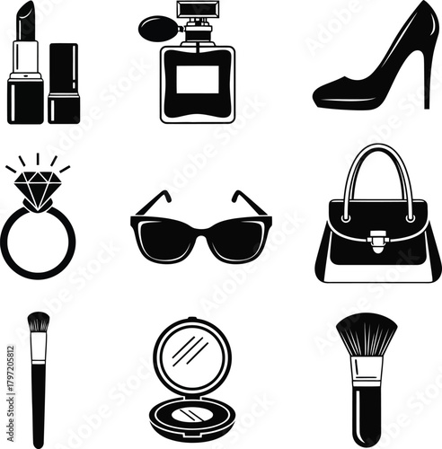 vector set of fashion accessories