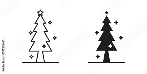 Christmas tree icon isolated vector Illustration. Vector pictogram for web and app