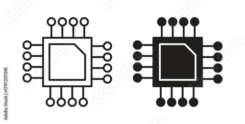 Computer microchip icon isolated vector Illustration. Vector pictogram for web and app