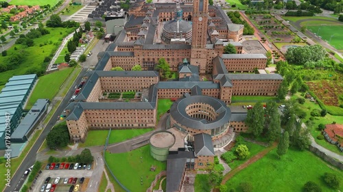 Aerial view of La Laboral City of Culture in Gijon, Asturias, northern Spain