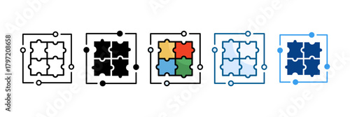 System Integration Icon Set Multiple Style Collection