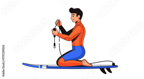 Surfer Preparing For An Aquatic Adventure On His Paddleboard With Black Background