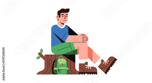 Resting Hiker Conceptualized: Enjoying Stillness, Contemplating, And Absorbing Nature