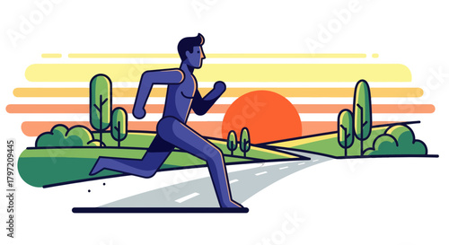 Runner At Dusk: A Vibrant Illustration of Effort, Movement, And the Outdoors