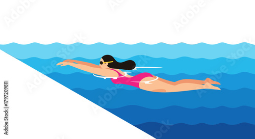 Swimming Gracefully In The Sparkling Water With Black Backdrop Artistic Illustration