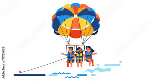 Thrilling Aerial Adventure: Parasailing Fun Experience With Friends Above The Water