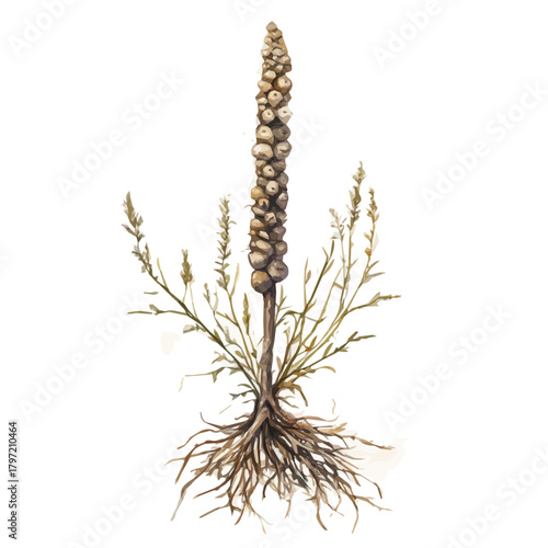 Minimal_Painted_in_watercolor, black_cohosh_root, isolated_on_white, vector_EPS. vectorized