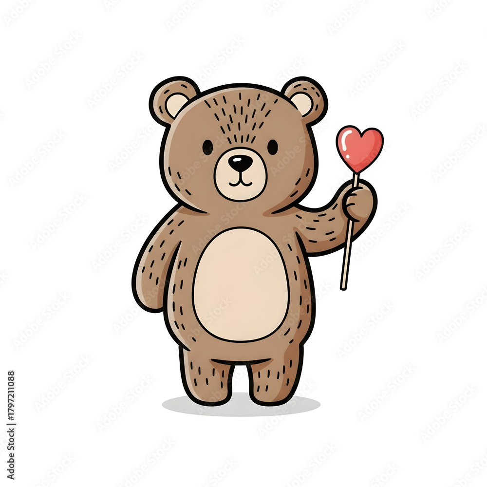 Obraz premium teddy bear in isolated white and love heart