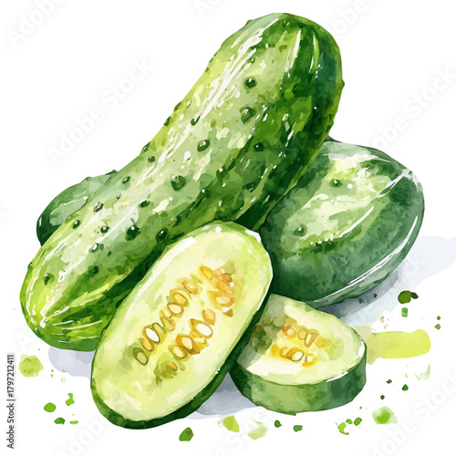 An Imaginary Minimalistic 2D flat icon_cucumber_slices, modern element in vector and EPS format_isolated on a white background