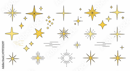 Vector Collection of Sparkling and Shining Starbursts for Decorative Graphic Design