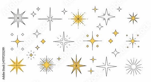 Vector Collection of Starbursts and Sparkle Elements for Festive Graphic Design