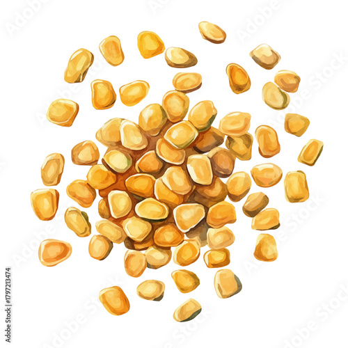 Watercolor type, An Imaginary Minimalistic 2D flat icon fenugreek_seeds, modern element in vector and EPS format, isolated on a white background, Simple illustration