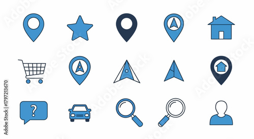 Location and Navigation Vector Icons Maps, Pins, Stars, and More