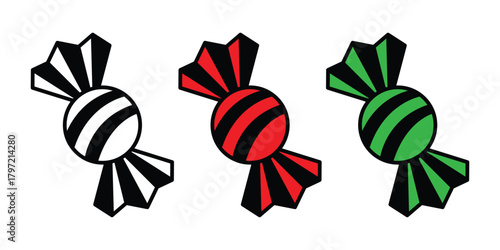 Candy Vector Set. Wrapped Sweets in Color
