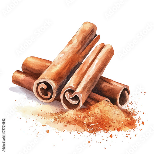 Watercolor type, An Imaginary Minimalistic 2D flat icon ground cinnamon, modern element in vector and EPS format, isolated on a white background, Simple illustration