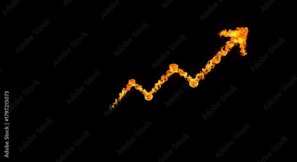 Fototapeta premium Ignite growth with this fiery upward trend arrow, perfect for finance, energy, and powerful business concepts