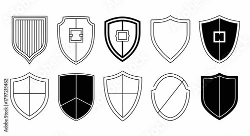 Elegant Vector Shields Set of Decorative Design Elements and Symbol Assets