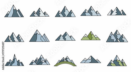Vector Set of Mountain Icons A Minimalist Adventure Design