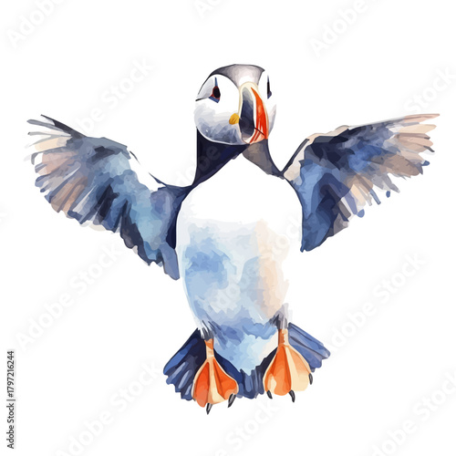 An Imaginary Minimalistic 2D flat icon_puffin_bird, modern element in vector and EPS format_isolated on a white background, animal