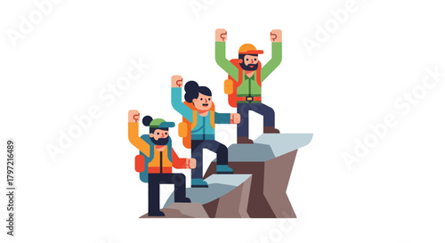 Triumphant Hikers Celebrate Peak Achievement After Successfully Conquering the Mountain