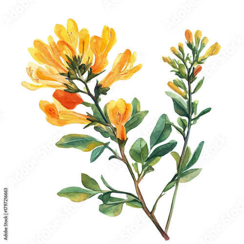 An Imaginary Minimalistic 2D flat icon rue flower, modern element in vector and EPS format, isolated on a white background, Simple illustration