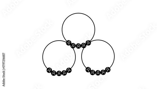 Joining around idea, black isolated silhouette