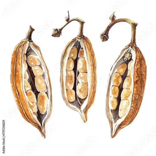 An Imaginary Minimalistic 2D flat icon_senna_pods, modern element in vector and EPS format_isolated on a white background,dry plant