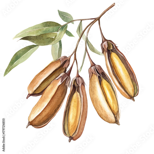 Cute design, An Imaginary Minimalistic 2D flat icon senna pods, modern element in vector and EPS format, isolated on a white background, Simple illustration