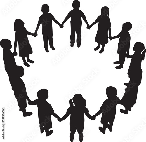 Diverse children holding hands in a circle symbolizing unity human rights and global togetherness