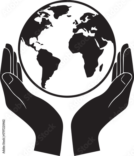 Hands carefully hold globe symbolizing global human rights protection and peace unity concept