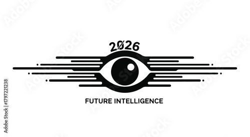 Symbol of future intelligence with an eye and radiating lines, representing foresight and innovation.