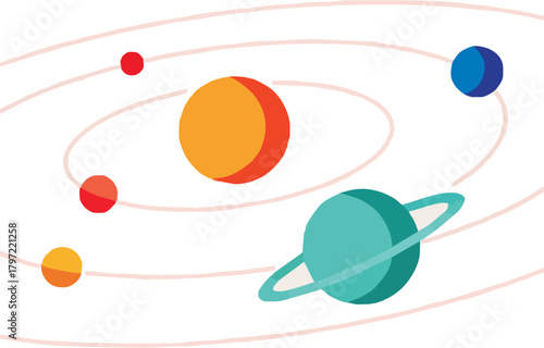 Explore the cosmos with this hand drawn solar system illustration, radiating childlike wonder and sparking imagination about planets and astronomical orbits