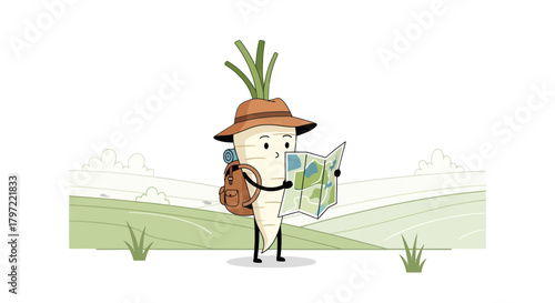 Vegetable Adventurer Exploring New Terrain With A Map Looking For New Destinations