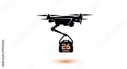 Happy new year 2026: drone delivery celebration silhouette
