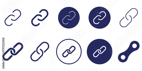 Monochrome set different type of metal chains in silhouette style. Seamless shape, for graphic design of logo, emblem, symbol, sign, badge, label, stamp, isolated on white background.