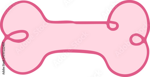 Stylized pink dog bone design element for graphic projects or illustration tasks