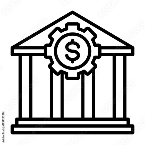 central bank single icon outline style