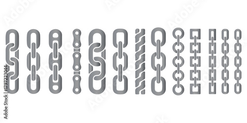 Chain brush set. Metal chain vector.