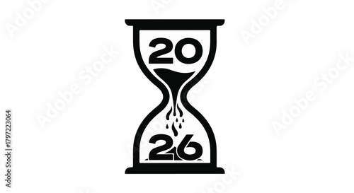 Hourglass with the year 2026 marking the passage of time and anticipation