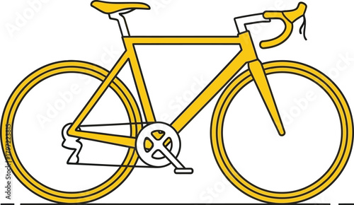 Bright yellow road bicycle illustration on a white background perfect for design