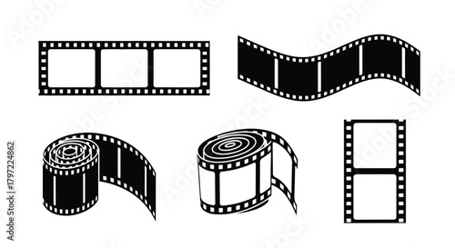 Black and white film strips and reels a retro cinematic display