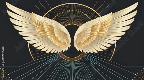 Art Deco Wings Luxury Golden Angel Vector