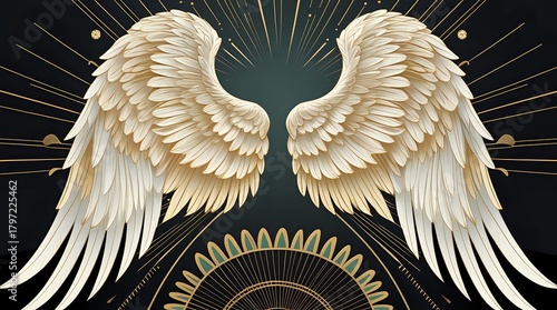 Art Deco Wings Luxury Golden Angel Vector