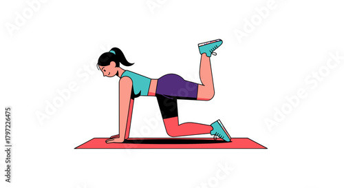 Woman During Workout, Exercise, Fitness, Gym, Health, Fitness Illustration Against Black Background