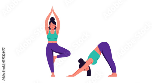 Woman Doing Yoga Poses Against Black Background to Promote Wellbeing and Harmony