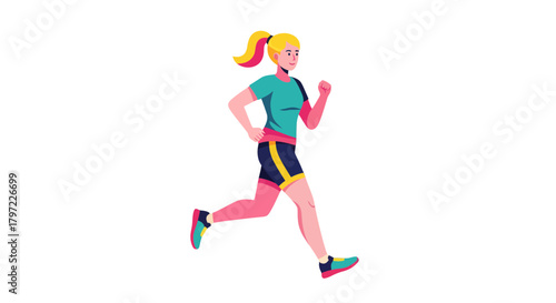 Woman Exercising In Motion on Black Background, a Vibrant Illustrated Athlete Running