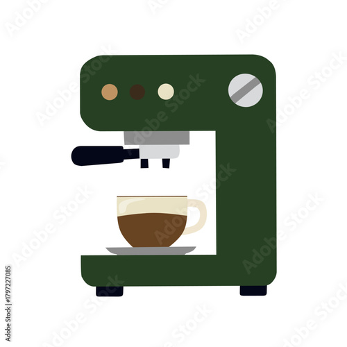 Espresso Machine in Flat Minimal Style for Cafe Equipment Design